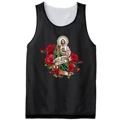 Red Roses San Judas Tadeo Con Bandera De MéXico Mesh Reversible Basketball Jersey Tank