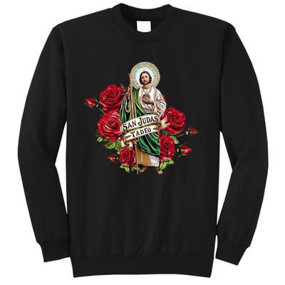 Red Roses San Judas Tadeo Con Bandera De MéXico Tall Sweatshirt