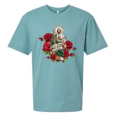 Red Roses San Judas Tadeo Con Bandera De MéXico Sueded Cloud Jersey T-Shirt