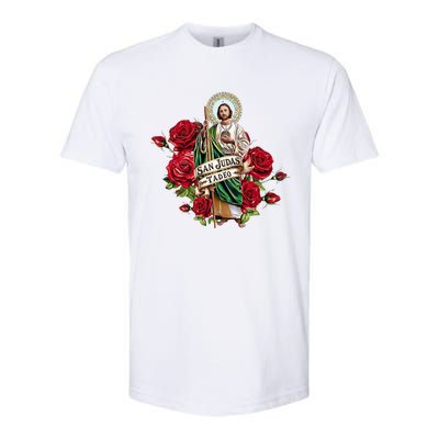 Red Roses San Judas Tadeo Con Bandera De MéXico Softstyle CVC T-Shirt