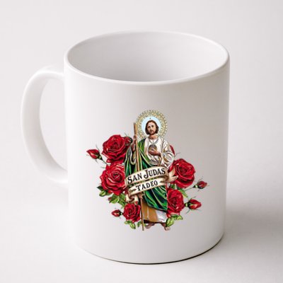 Red Roses San Judas Tadeo Con Bandera De MéXico Coffee Mug