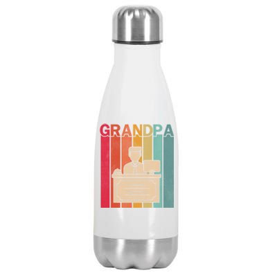 Receptionist Retro Style Vintage Grandpa Graphic Fathers Day Gift Stainless Steel Insulated Water Bottle