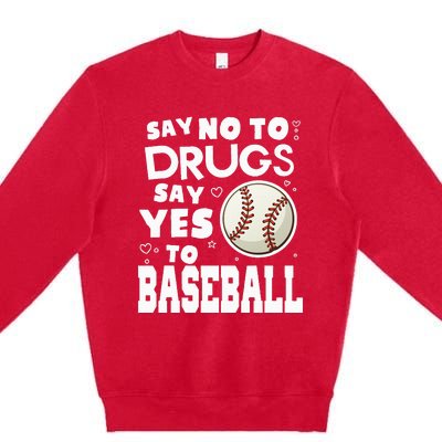 Red Ribbon Squad Week Say No To Say Yes To BaseBall Premium Crewneck Sweatshirt