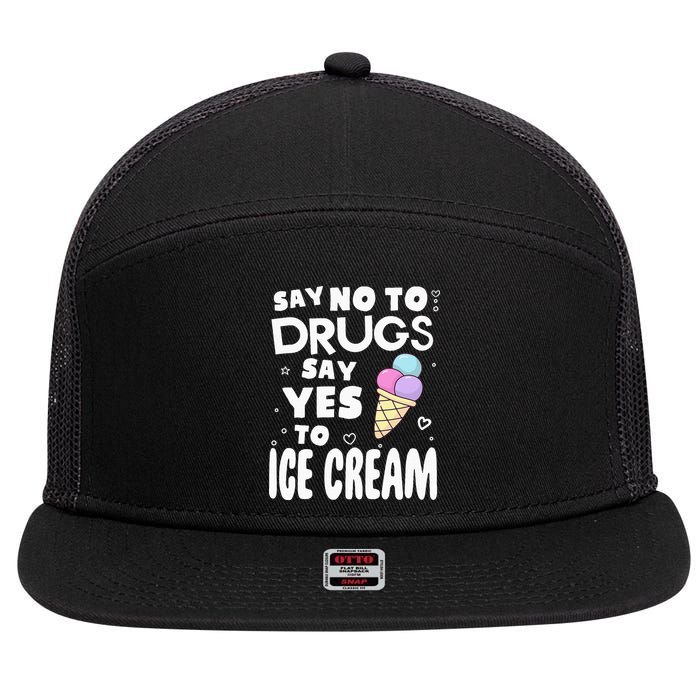 Red Ribbon Squad Week Say No To Say Yes To ICE CREAM 7 Panel Mesh Trucker Snapback Hat