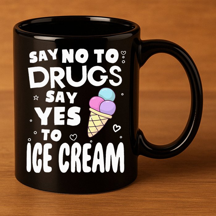 Red Ribbon Squad Week Say No To Say Yes To ICE CREAM 11oz C Handle Ceramic Mug