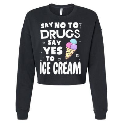 Red Ribbon Squad Week Say No To Say Yes To ICE CREAM Cropped Pullover Crew