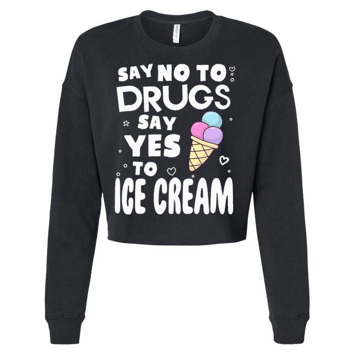 Red Ribbon Squad Week Say No To Say Yes To ICE CREAM Cropped Pullover Crew