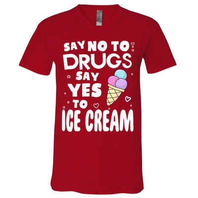 Red Ribbon Squad Week Say No To Say Yes To ICE CREAM V-Neck T-Shirt