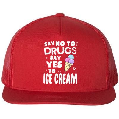 Red Ribbon Squad Week Say No To Say Yes To ICE CREAM Flat Bill Trucker Hat
