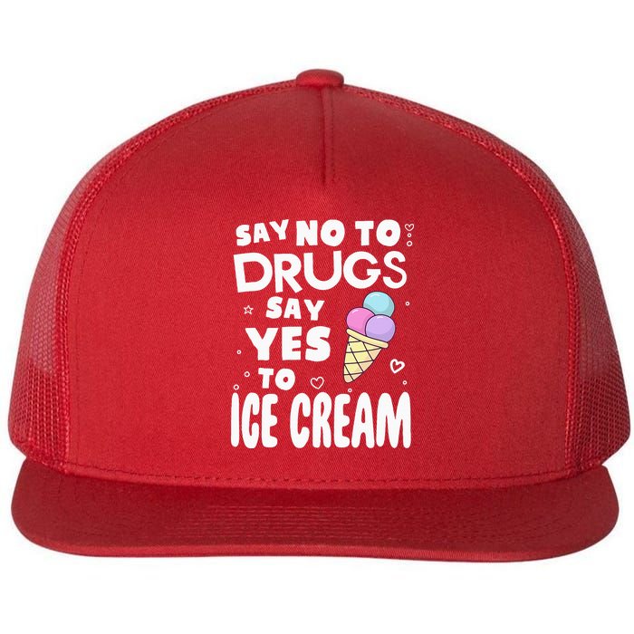 Red Ribbon Squad Week Say No To Say Yes To ICE CREAM Flat Bill Trucker Hat