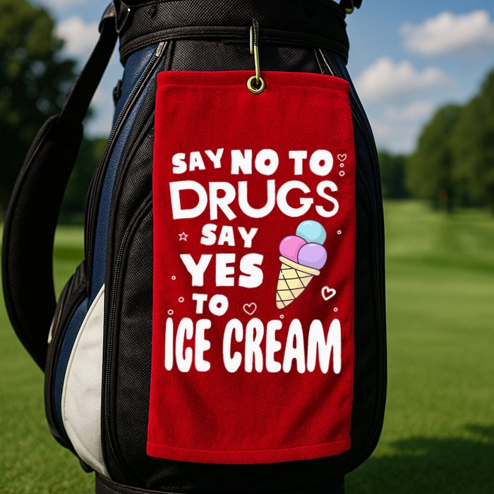 Red Ribbon Squad Week Say No To Say Yes To ICE CREAM Golf Towel