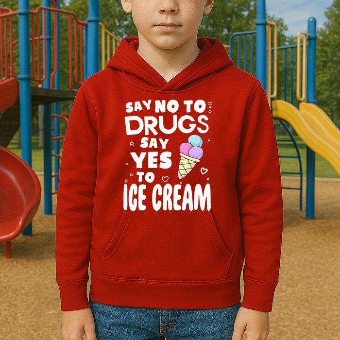 Red Ribbon Squad Week Say No To Say Yes To ICE CREAM Kids Hoodie