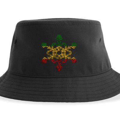 Rasta Reggae Snowflake Xmas Rasta Christmas Rastafari Roots Meaningful Gift Sustainable Bucket Hat