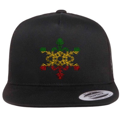 Rasta Reggae Snowflake Xmas Rasta Christmas Rastafari Roots Meaningful Gift Flatbill Hat