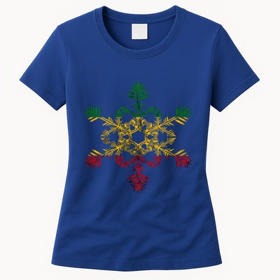 Rasta Reggae Snowflake Xmas Rasta Christmas Rastafari Roots Meaningful Gift Womens T-Shirt