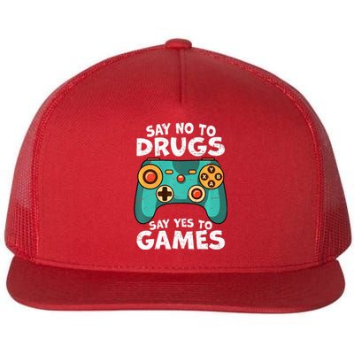 Red Ribbon Squad Week Say No to Drugs Say Yes to Video Games Flat Bill Trucker Hat