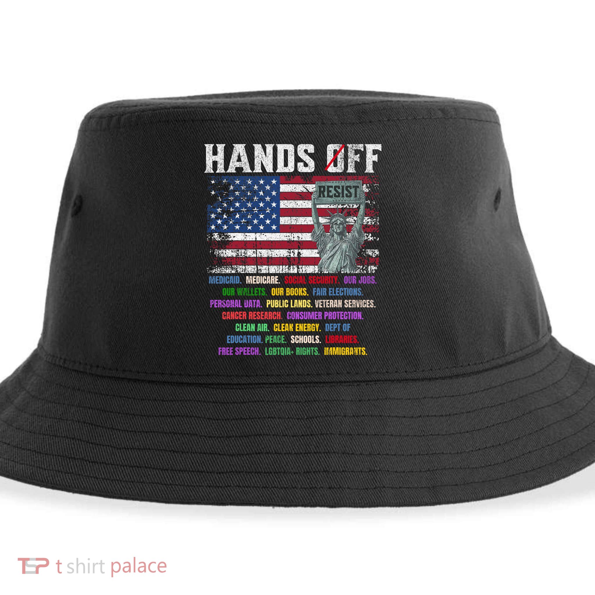 Resist Resistance Statue Of Liberty Hands Off Protest  Sustainable Bucket Hat