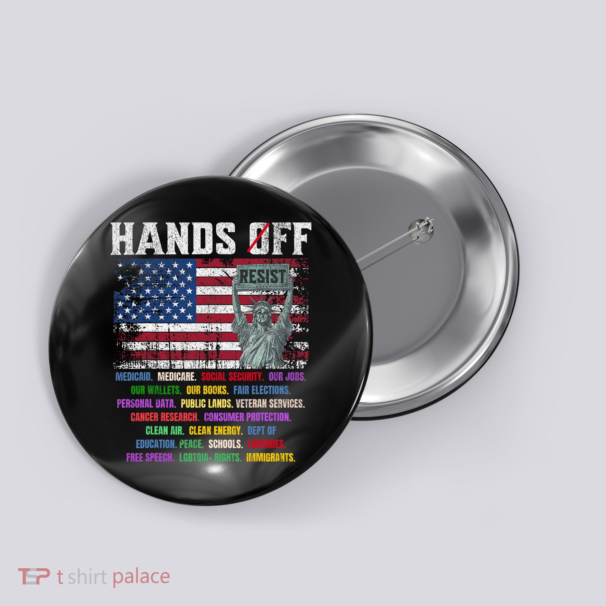 Resist Resistance Statue Of Liberty Hands Off Protest  Button