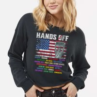 Resist Resistance Statue Of Liberty Hands Off Protest  Cropped Pullover Crew