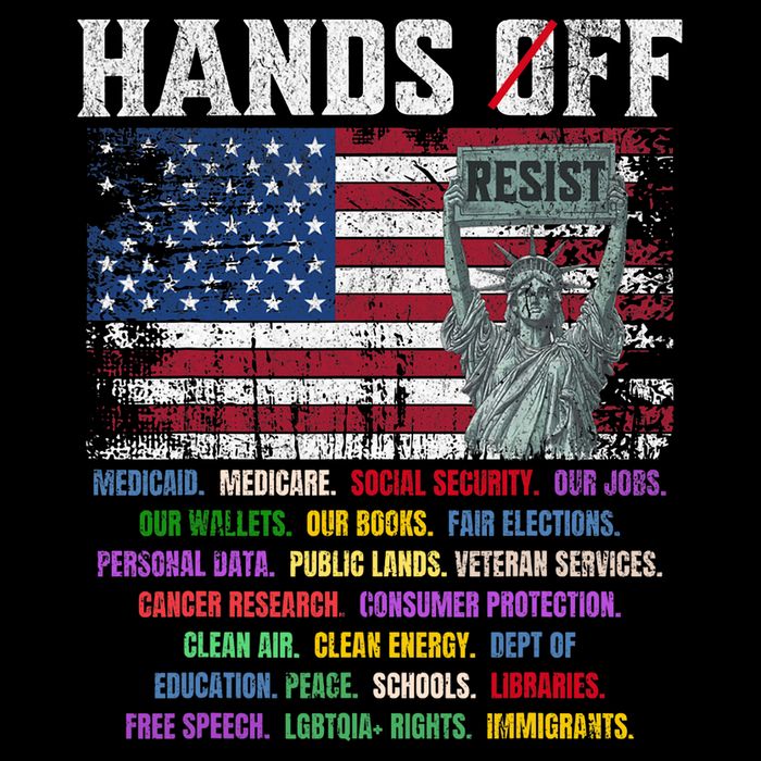 Resist Resistance Statue Of Liberty Hands Off Protest  Cropped Pullover Crew