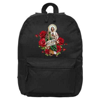 Red Roses San Judas Tadeo Con Bandera De MéXico 16 in Basic Backpack