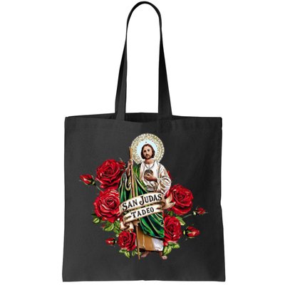 Red Roses San Judas Tadeo Con Bandera De MéXico Tote Bag