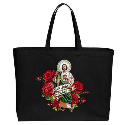 Red Roses San Judas Tadeo Con Bandera De MéXico Cotton Canvas Jumbo Tote