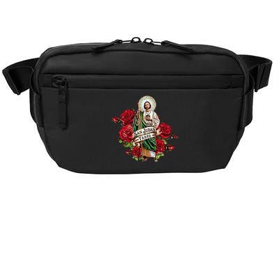 Red Roses San Judas Tadeo Con Bandera De MéXico Crossbody Pack