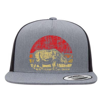 Retro Rhinoceros Safari Rhino Lover Endangered Animals Flat Bill Trucker Hat