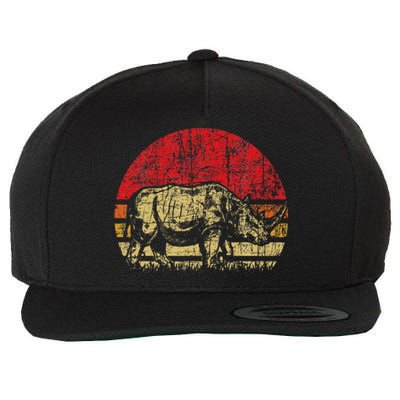 Retro Rhinoceros Safari Rhino Lover Endangered Animals Wool Snapback Cap