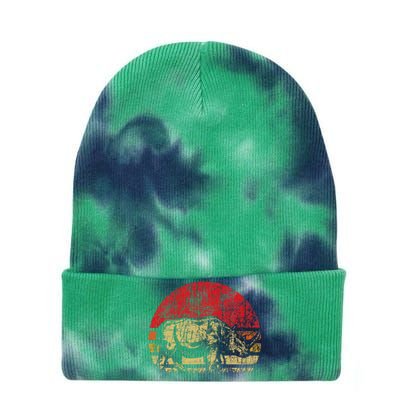 Retro Rhinoceros Safari Rhino Lover Endangered Animals Tie Dye 12in Knit Beanie