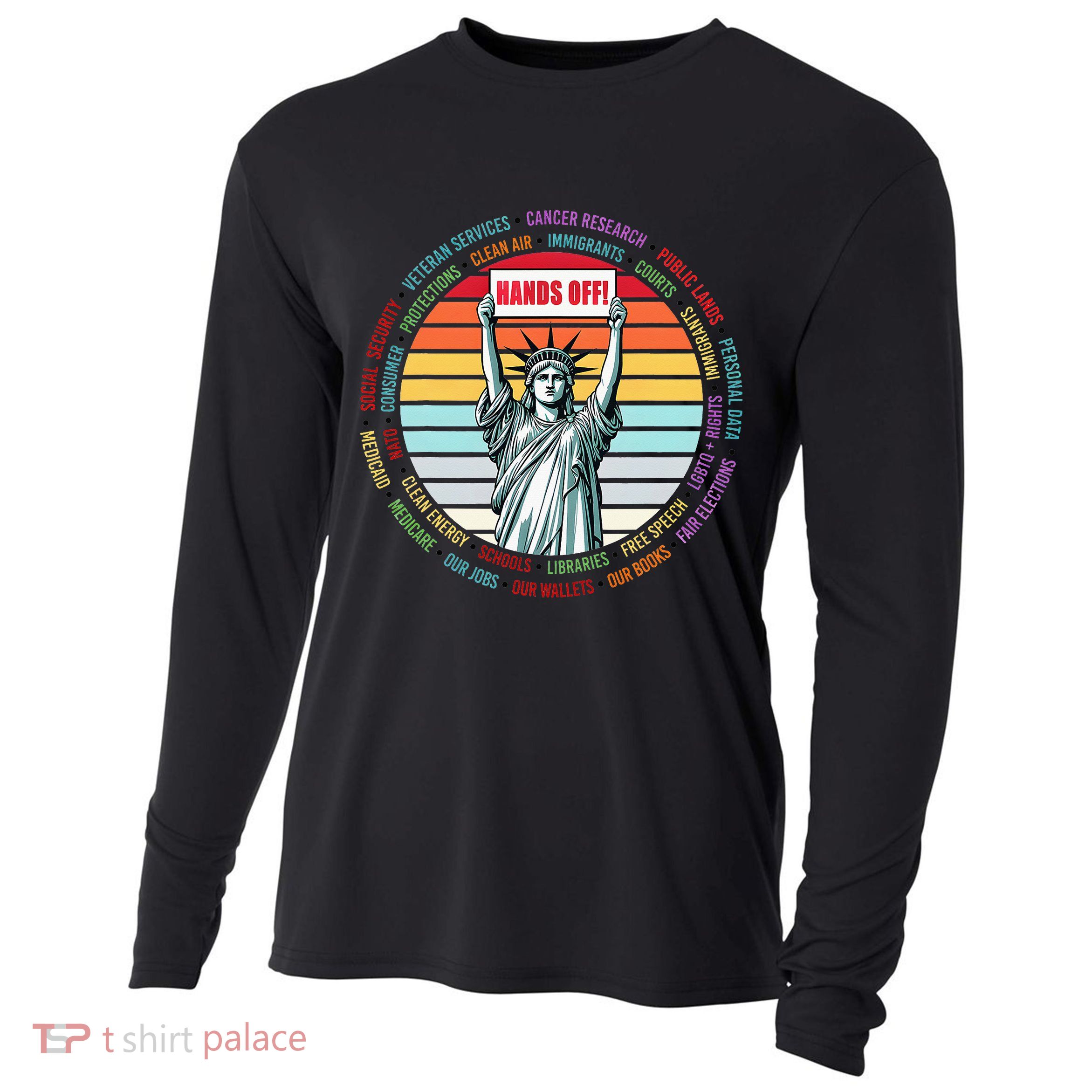 Resist Resistance Statue Of Liberty Hands Off Protest Cooling Performance Long Sleeve Crew