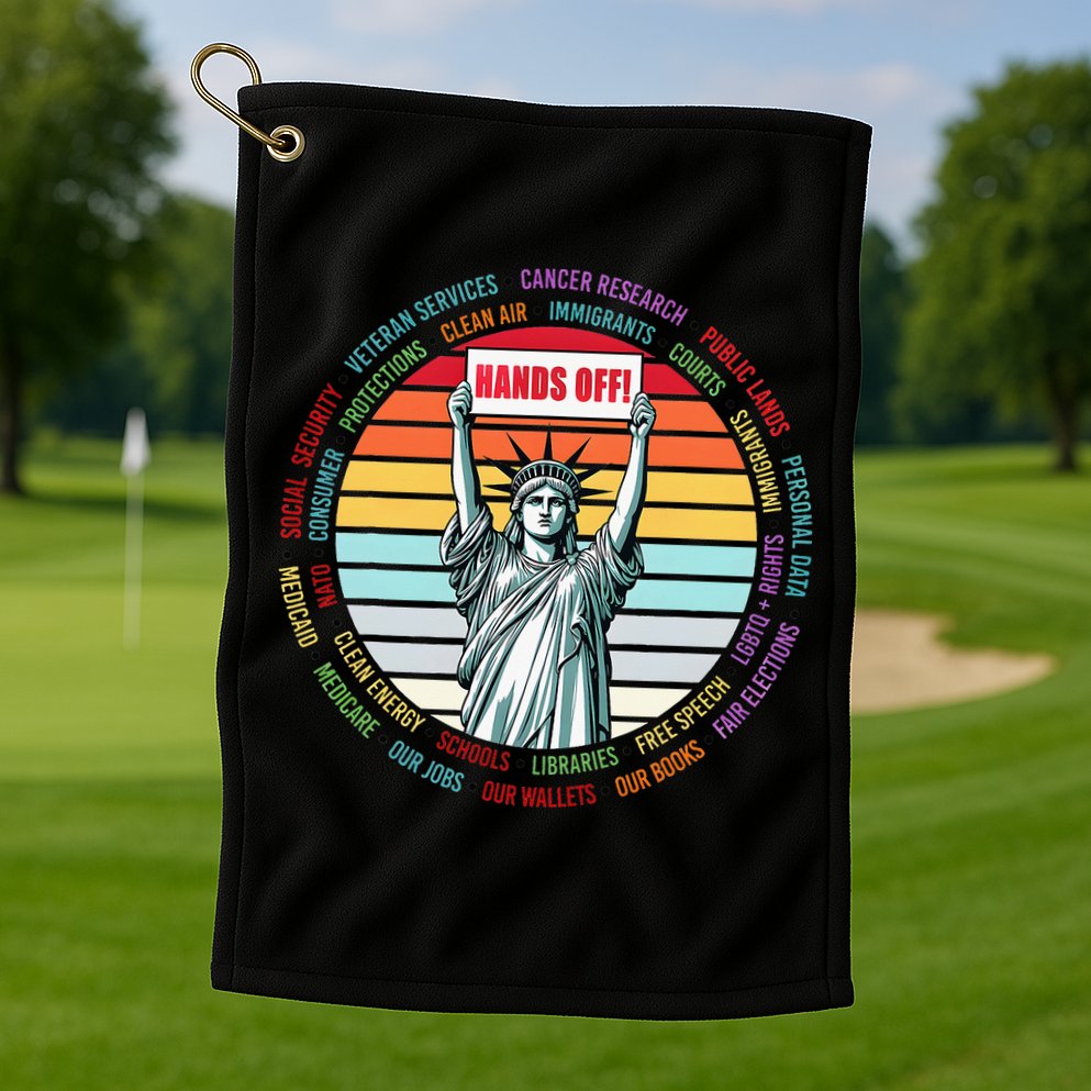 Resist Resistance Statue Of Liberty Hands Off Protest Golf Towel