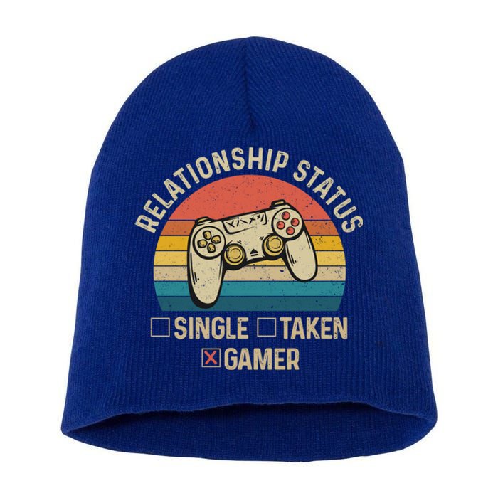 Retro Relationship Status Gamer Video Game Valentines Day Cool Gift Short Acrylic Beanie