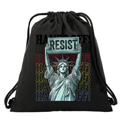 Resist Resistance Statue Of Liberty Hands Off Protest   Drawstring Bag