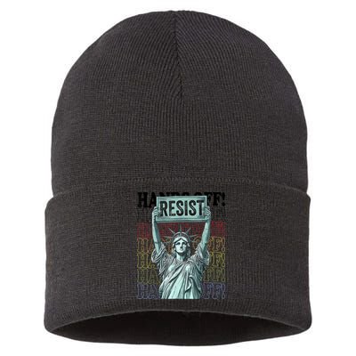 Resist Resistance Statue Of Liberty Hands Off Protest   Sustainable Knit Beanie