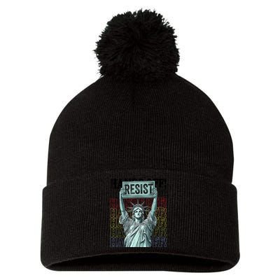Resist Resistance Statue Of Liberty Hands Off Protest   Pom Pom 12in Knit Beanie