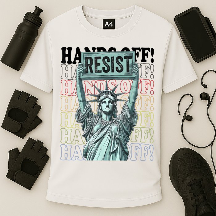 Resist Resistance Statue Of Liberty Hands Off Protest   Cooling Performance Crew T-Shirt