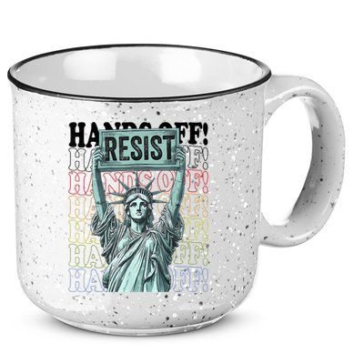 Resist Resistance Statue Of Liberty Hands Off Protest   15oz Campfire Ceramic Mug