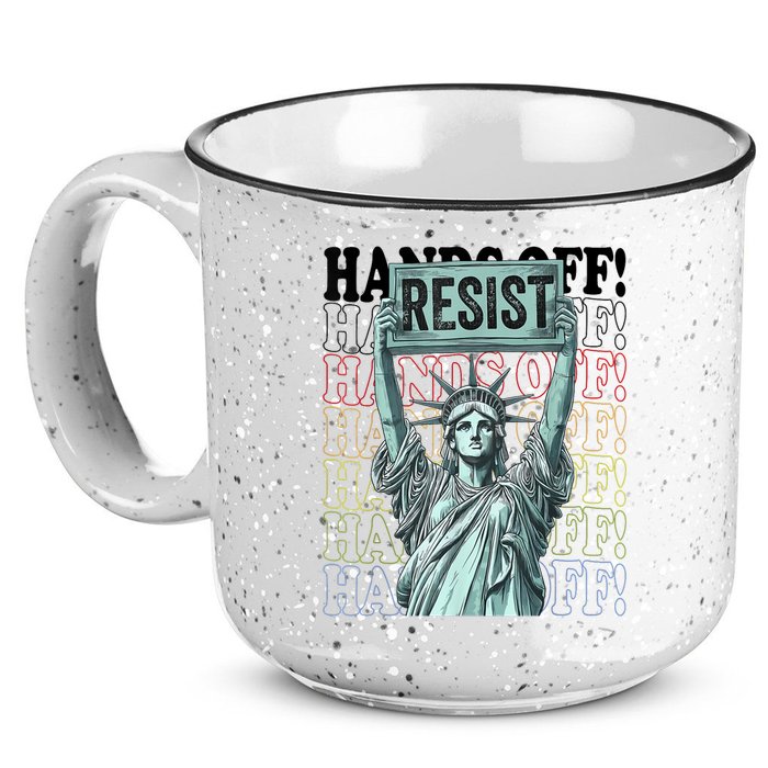 Resist Resistance Statue Of Liberty Hands Off Protest   15oz Campfire Ceramic Mug