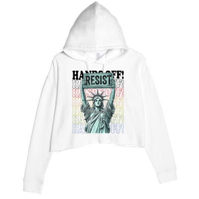 Resist Resistance Statue Of Liberty Hands Off Protest   Crop Fleece Hoodie