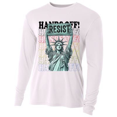 Resist Resistance Statue Of Liberty Hands Off Protest   Cooling Performance Long Sleeve Crew