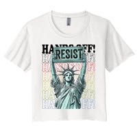 Resist Resistance Statue Of Liberty Hands Off Protest   Women's Crop Top Tee