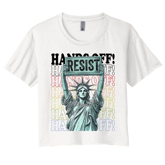 Resist Resistance Statue Of Liberty Hands Off Protest   Women's Crop Top Tee