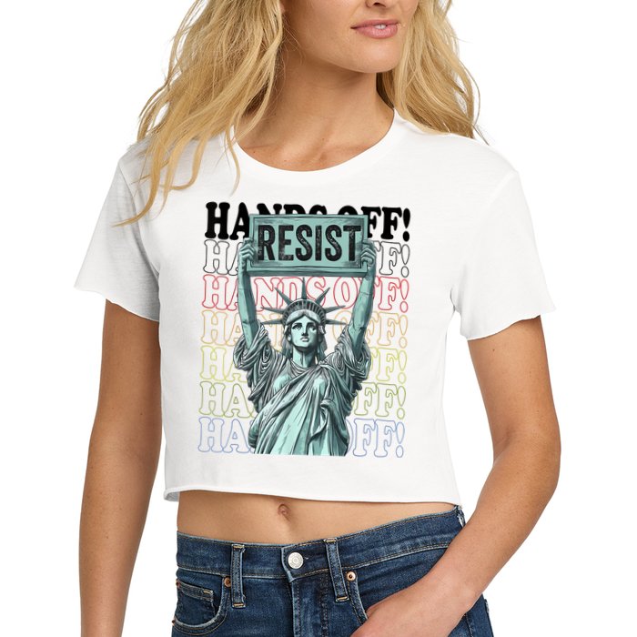 Resist Resistance Statue Of Liberty Hands Off Protest   Women's Crop Top Tee