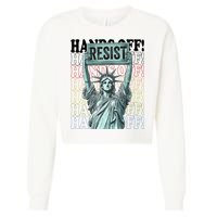 Resist Resistance Statue Of Liberty Hands Off Protest   Cropped Pullover Crew