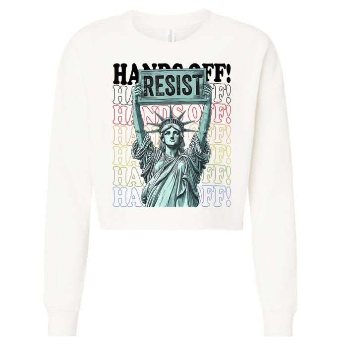 Resist Resistance Statue Of Liberty Hands Off Protest   Cropped Pullover Crew