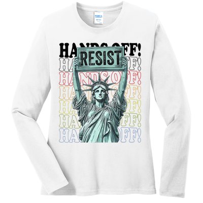 Resist Resistance Statue Of Liberty Hands Off Protest   Ladies Long Sleeve Shirt