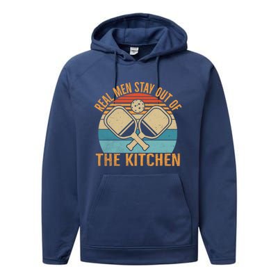 Retro Real Stay Out Of The Kitchen Funny Pickleball Gift Performance Fleece Hoodie