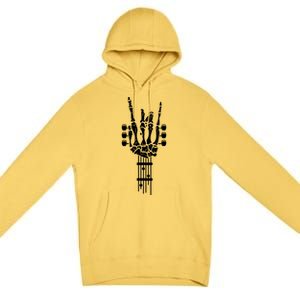 Rock Roll Skeleton Guitar Music Lover Gift Premium Pullover Hoodie